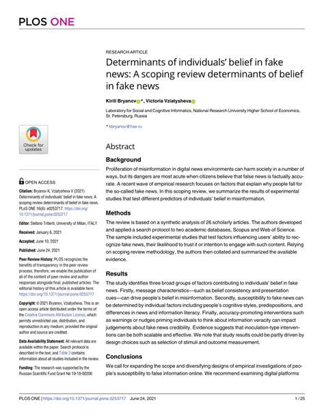 Determinants of individuals’ belief in fake news: A scoping review 